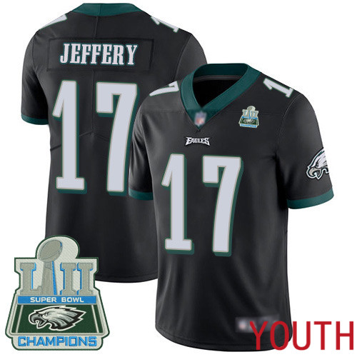 Youth Philadelphia Eagles 17 Alshon Jeffery Black Alternate Vapor Untouchable NFL Jersey Limited Player Super1